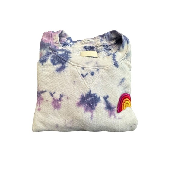 Mother Denim Size XS Square Wash Tie Dye Sweatshirt Blueberry Rainbow Patch #N12 - Picture 13 of 14